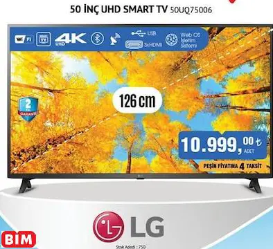 LG 50 İNÇ UHD SMART TV 50UQ75006 AKILLI TELEVİZYON
